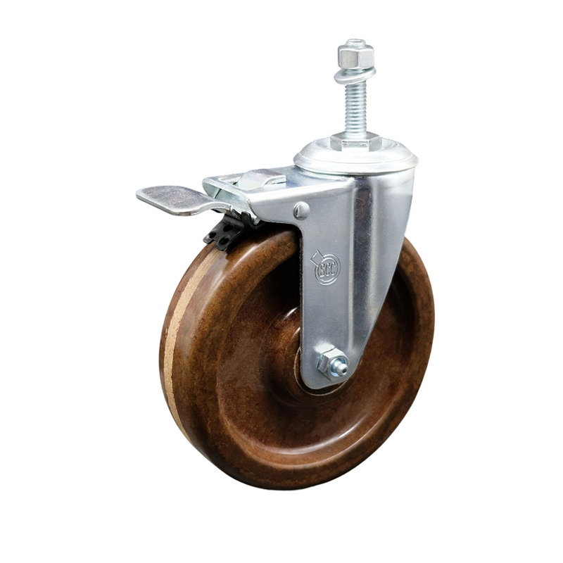 6 Inch High Temp Phenolic Swivel 10mm Stem Caster with Total Lock Brake SCC