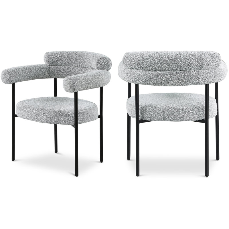 Fauteuil Joni Boucle, Noir mat, Gris