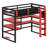 Space-Saving High Sleeper Featuring Built-in Desk, Lateral Storage Unit, Multi-Tier Shelves, and Smart Color-Changing LED System-6942763