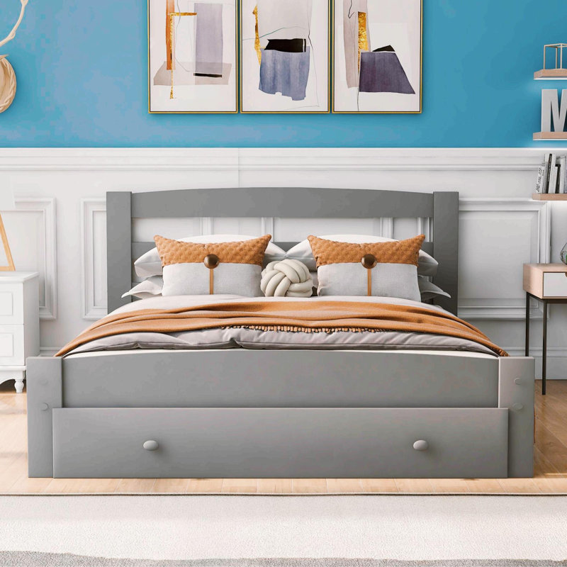 Mclawhorn Solid Wood Storage Bed, White, Double (4'6)