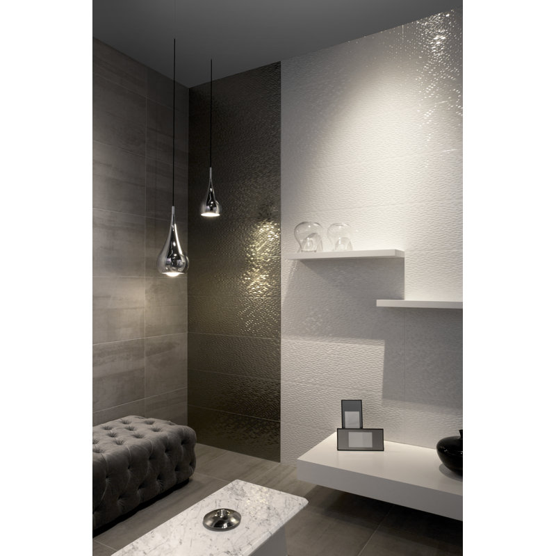 Artwork™ 12" x 35" Beveled Ceramic Metal look Tile, Gray