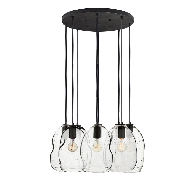Lustre géométrique 8 lumières Bubble, Noir mat, H 100 po x l 18 po x P 18 po, Incandescent