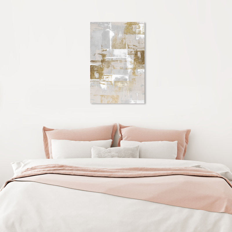 Abstrait fraîchement peint, gris glamour - Peinture, H 24 po x l 16 po, Toile tendue