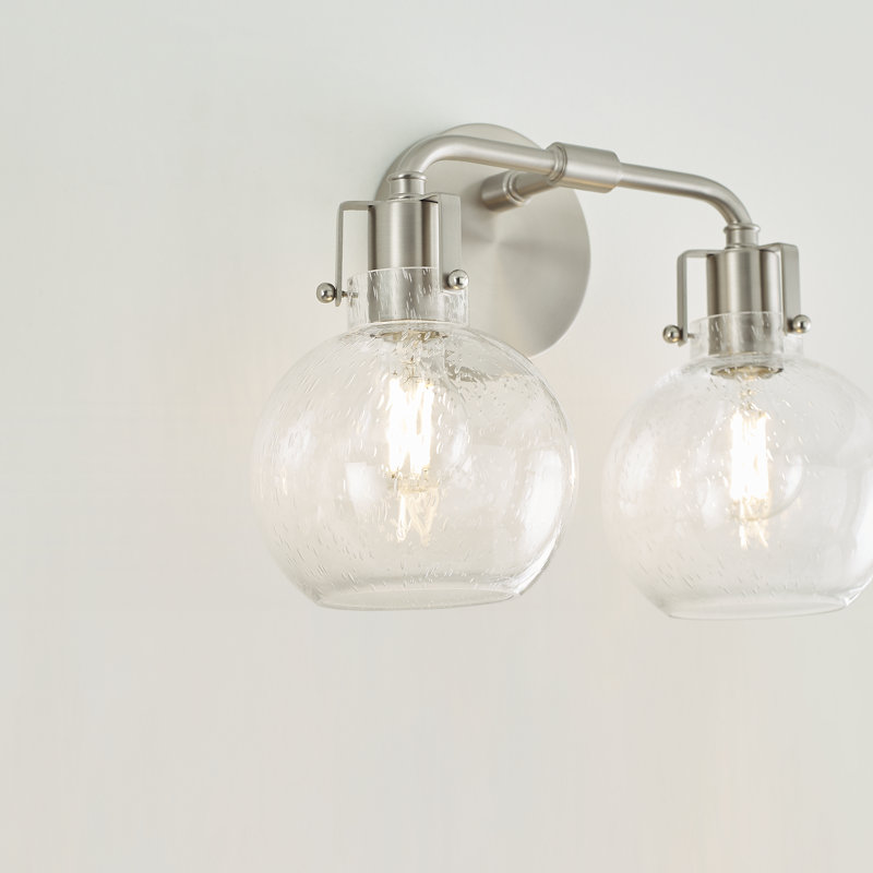 Byrne 2 Light Seeded Dimmable Vanity Light, Satin Nickel