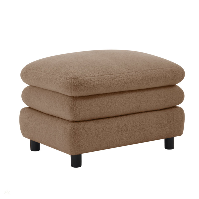 Vitoria Curved Ottoman Teddy Fabric, Camel
