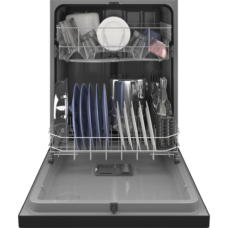24" 60 dBA Built In Button Control Dishwasher, Black