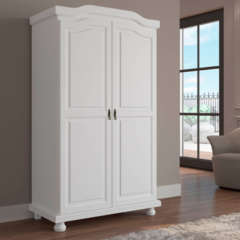 Elbira Bern Hinged Door Wardrobe - Solid pine wood, White