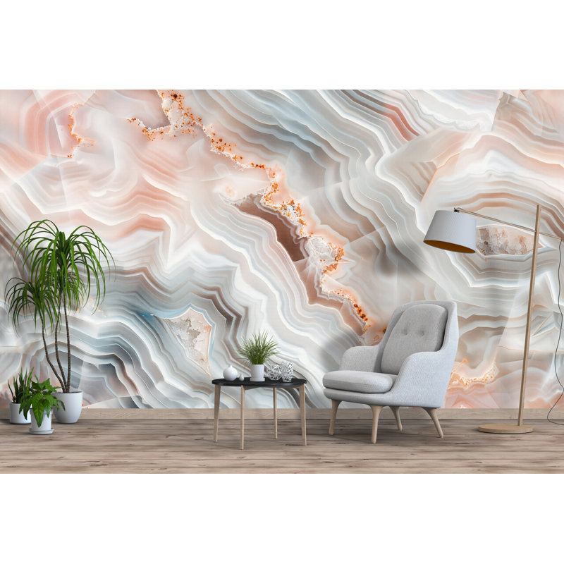 Murale pierre d'agate - papier peint en marbre de cristal pour décor moderne, L 75 po x l 50 po, Premium Non-Woven