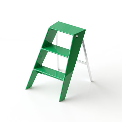 Home Folding Ladder Frame Indoor (Green)Multi-Functional Thick Folding Ladder Stool Simple Creative Anti-Slip Plastic Edge Table Ladder Frame