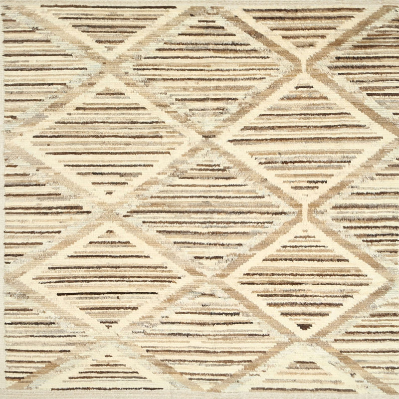 Tapis beige contemporain, Carré 6 pi