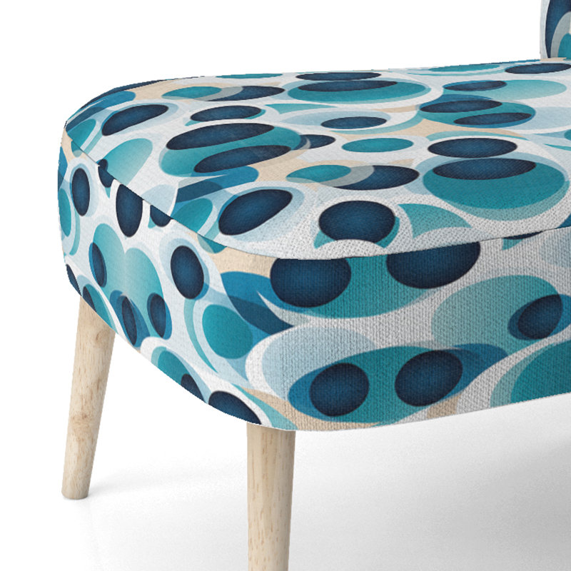 Minimalist Cobalt Blue Circles Geometry - Upholstered Modern Side Chair, Modern Geometric Accent Chair, Blue/White