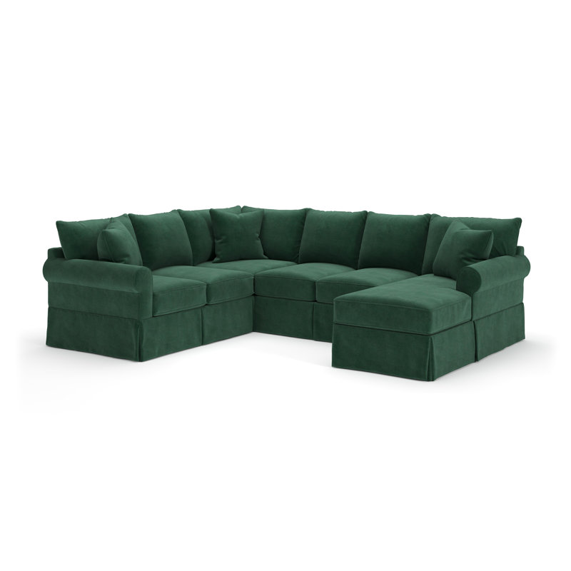 Amari Slipcovered U-Sectional, Bella Hunter Performance Velvet, Right Hand Facing