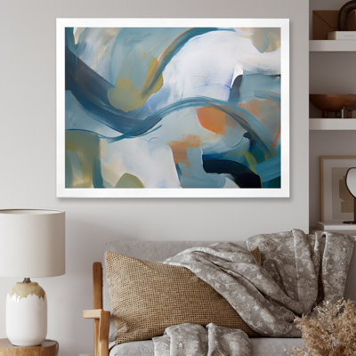 «Distant Horizon In Retro Shades Of Blue», peinture murale abstraite