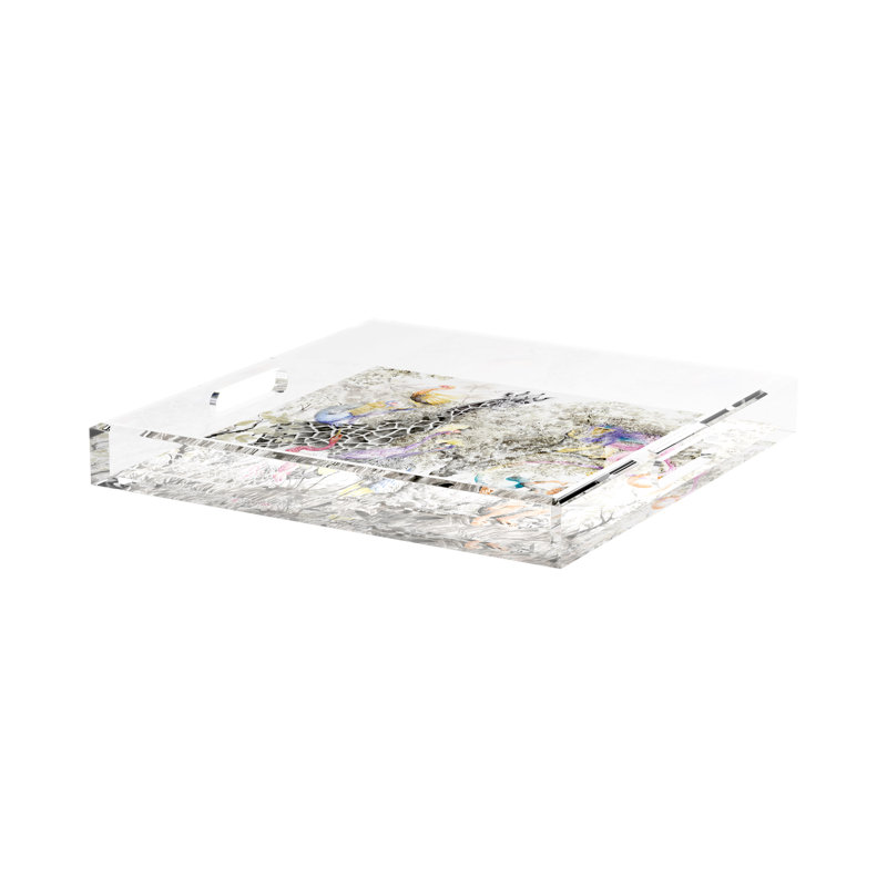 Plateau décoratif carré en acrylique Arcadia Giraffe, L 15 po x P 15 po x H 2 po