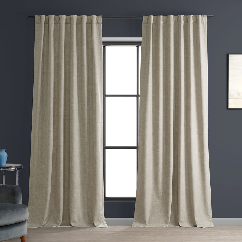 Performance Linen Hotel Blackout Indoor Single Cur Blackout Curtain Single Panel, 50" W x 108" L, White