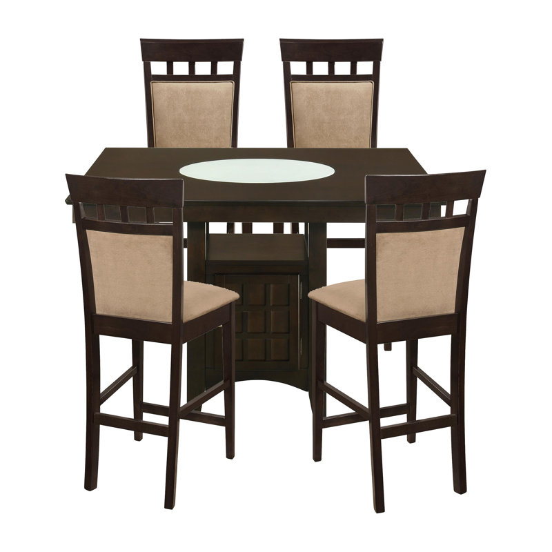 Sarwa Square Counter Height Dining Set Brown and Tan, 5