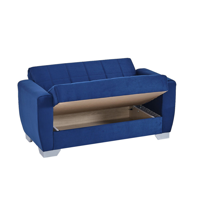 Causeuse convertible avec rangement Primenest Nexaro Collection, Microfibre / microsuède bleu