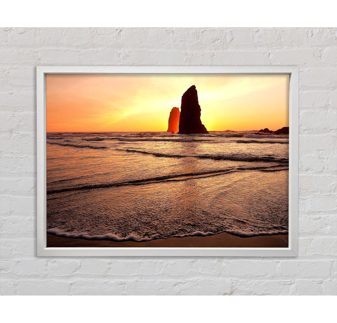 Beach Rock Sunrise - Einzelner Bilderrahmen Kunstdrucke auf Leinwand