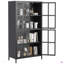 Armoire de rangement en métal avec portes en verre trempé