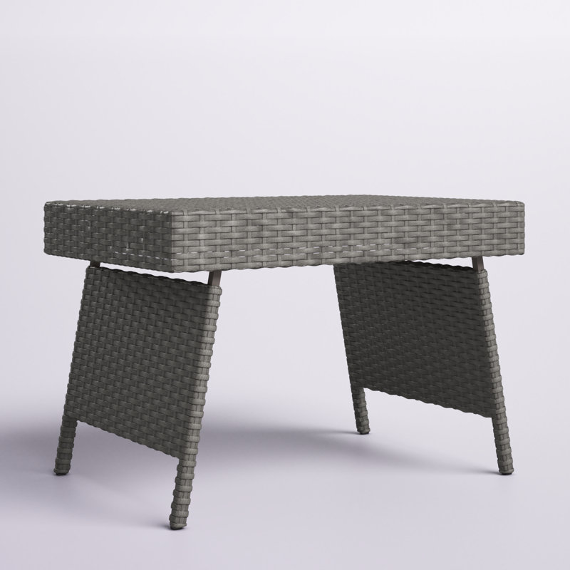 Aviraj Rectangular Wicker/Rattan Outdoor Folding Side Table, Gray