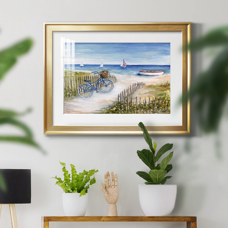 Beach Ride I - peinture encadrée, Or, H 26,5 po x l 36,5 po x P 1,5 po