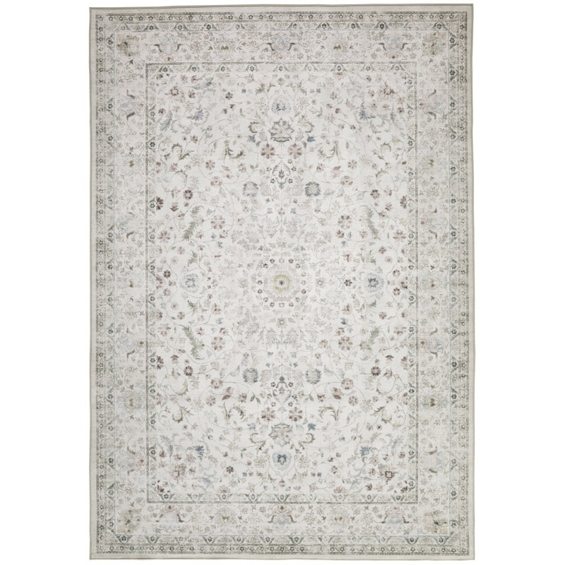 Traditional Cream Washable/Stain Guarded Area Rug, Rectangle 120 x 180 cm