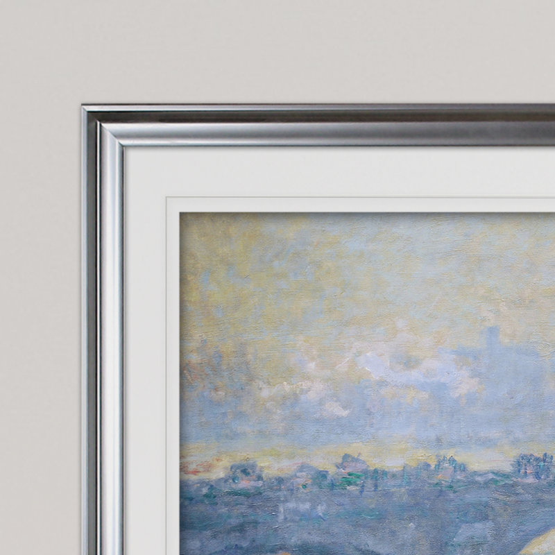 « waterloo bridge » par claude monet print, Cadre argenté, H 31 po x l 43 po x P 1,5 po