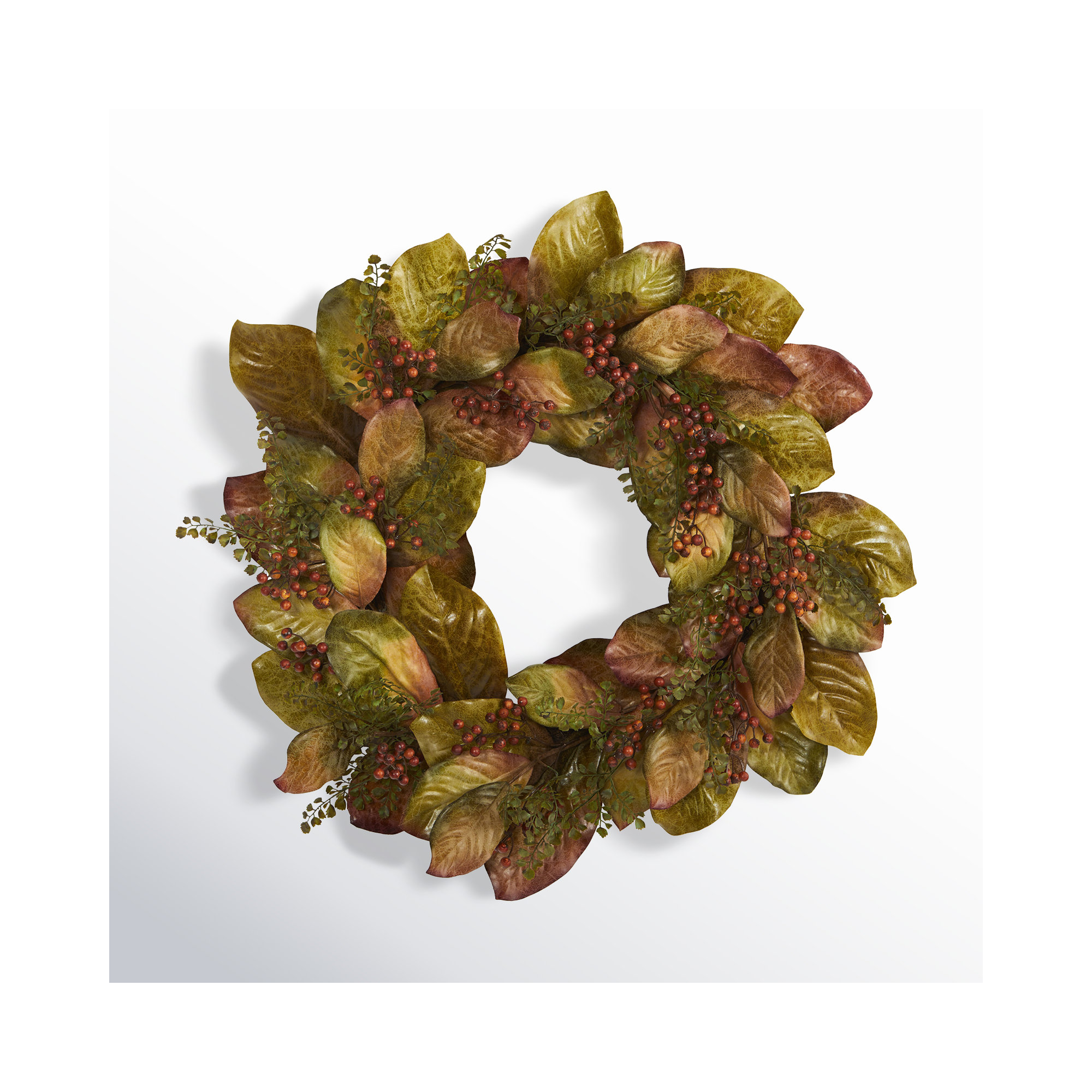 30'' Fall Faux Magnolia Wreath, Orange