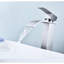 Robinet de lavabo de salle de bain - modèle à bec cascade, acier inoxydable, poignée simple, bonde escamotable, robinet en acier au fini nickel brossé