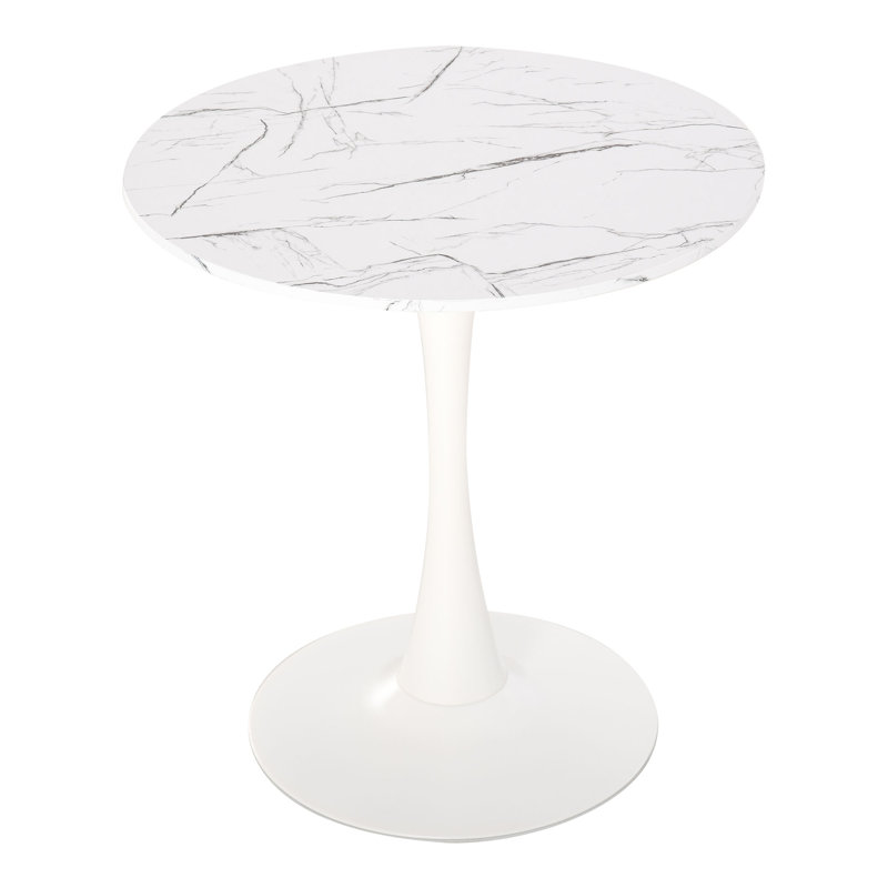 Bayer Round Metal Base Dining Table, White, White