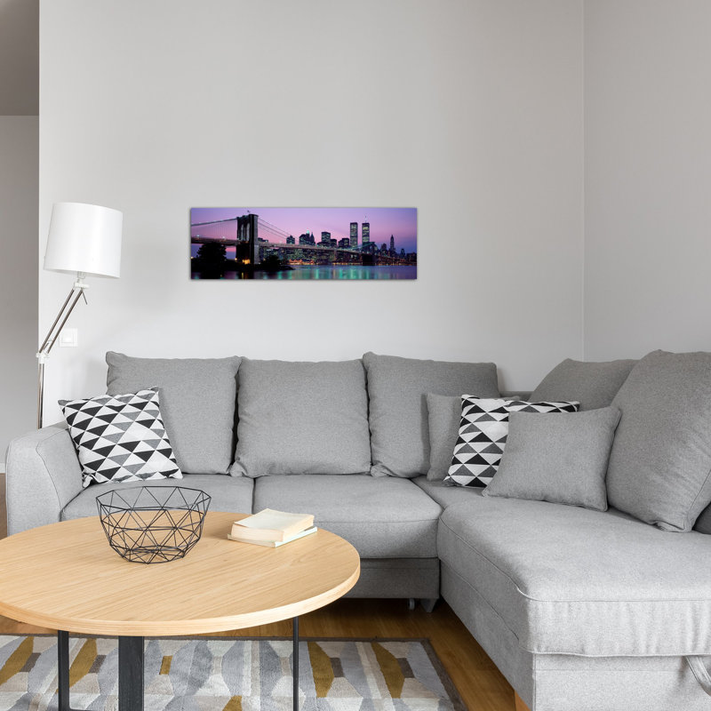 "panoramic brooklyn bridge new york ny usa— reproduction de photo sur toile tendue, H 12 po x l 36 po x P 1,5 po