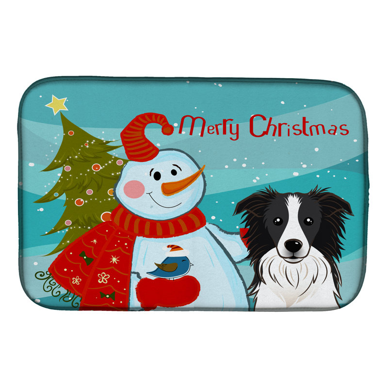 Tapis de séchage bonhomme de neige avec bordure collie