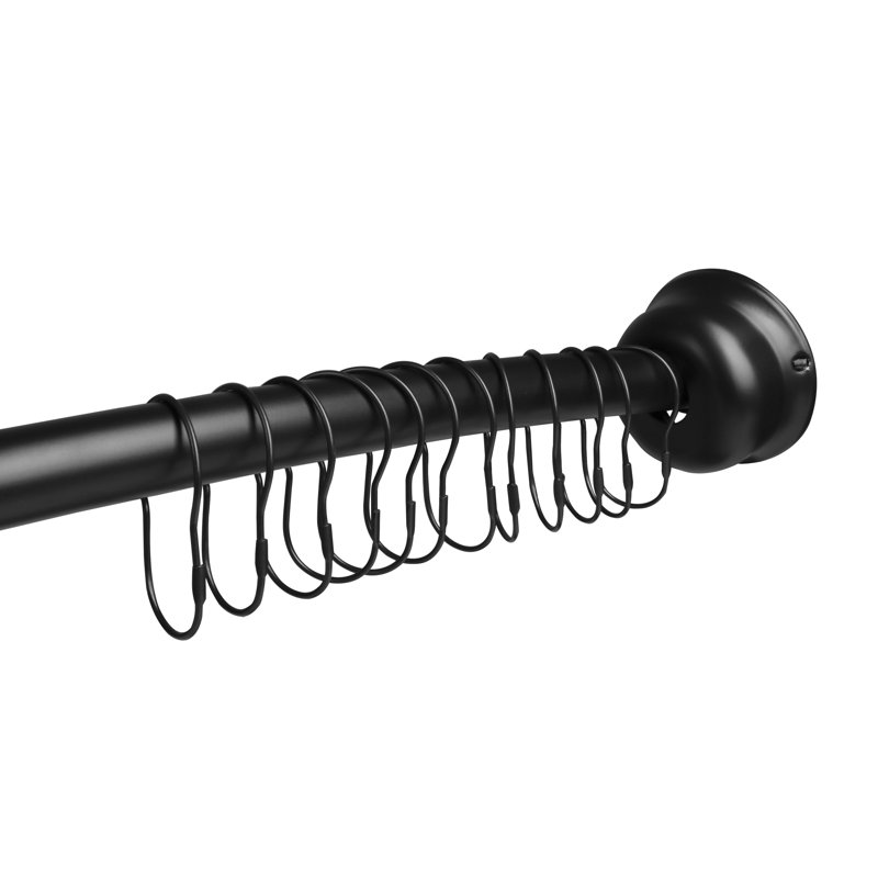 Black Aluminum 72" Curved Shower Rod with PEVA Liner
