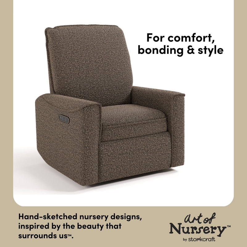 Santos Deluxe Nursery Power Recliner Swivel Glider, Mountain Brown Boucle