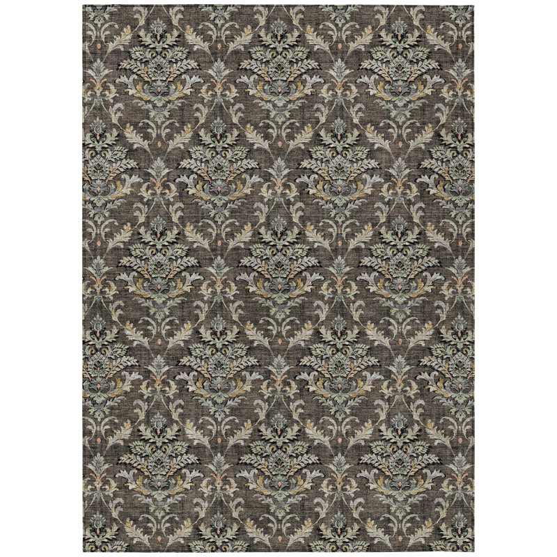 Machine Washable Indoor/Outdoor Chantille ACN2325 Damask Rug, Rectangle 5' x 7'6"