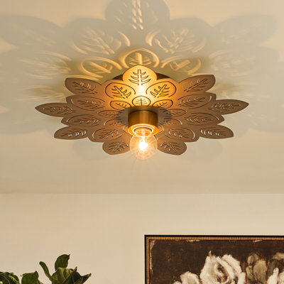 1 - Light Arts And Crafts Leaf Flower Shadow Semi flush mount