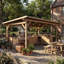 Ensemble de cuisine extérieure en cèdre 7 pièces avec pergola de 5,2 m, évier, barbecue et bar - Naturel-133988395