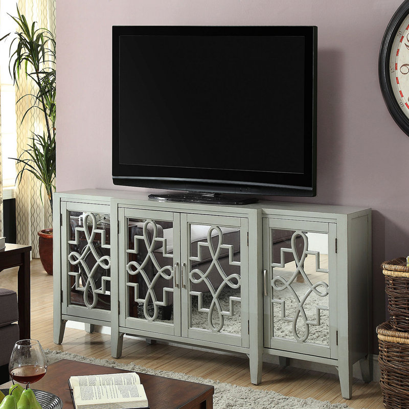 Antique Gray Finish Console Cabinet