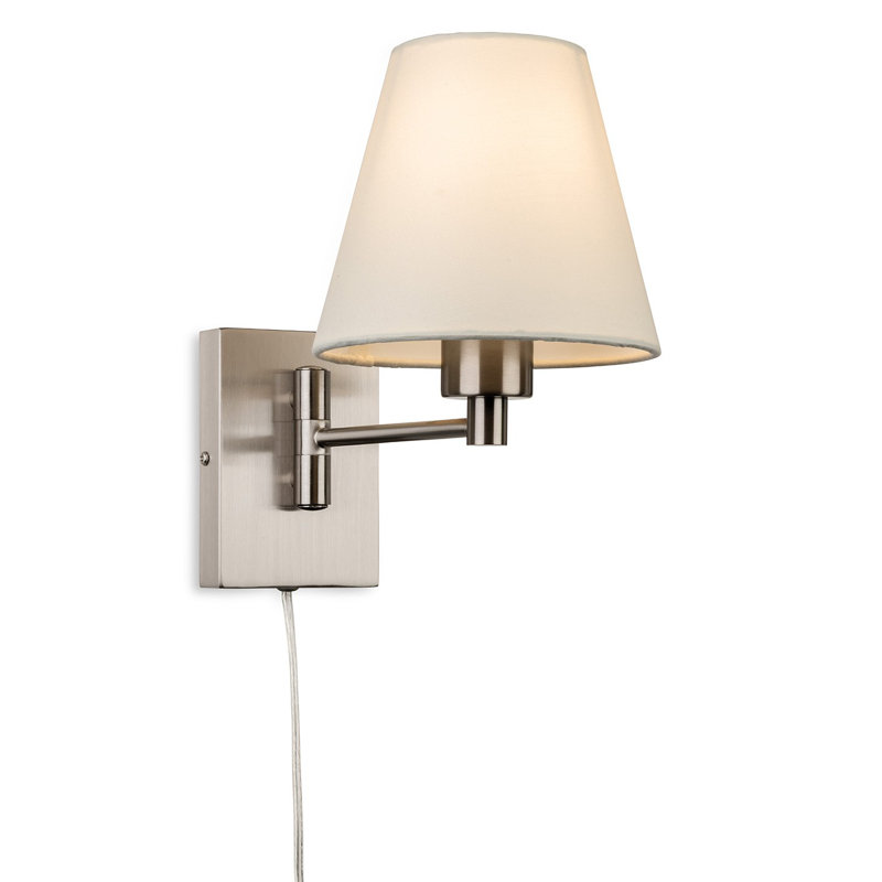 Plug-in Armed Sconce, Brushed Steel