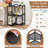 Corner Printer Stand With Charging Station Adjustable Metal Mesh Shelf Black