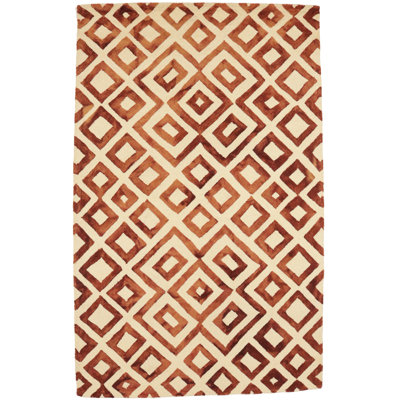 Rust Brown Geometric 5x8 Hand-tufted Modern Rug