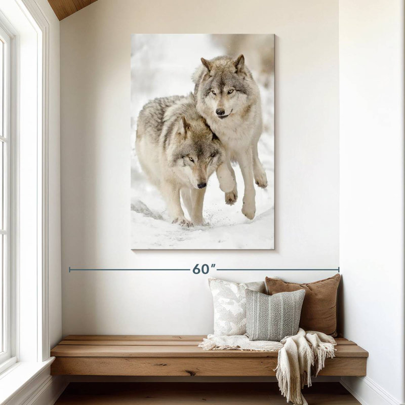 Brampt Playful Gray Wolves, 48" H x 32" W
