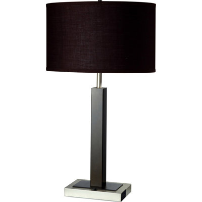 Lampe de table haute 30 po en métal et polyrésine avec finition espresso foncé, abat-jour en tissu