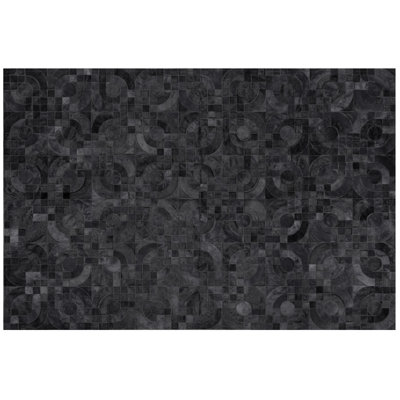 Tapis gris anthracite en cuir de vache Optico