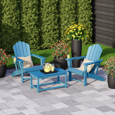 Ensemble de chaises d'extérieur en poly Adirondack avec table basse