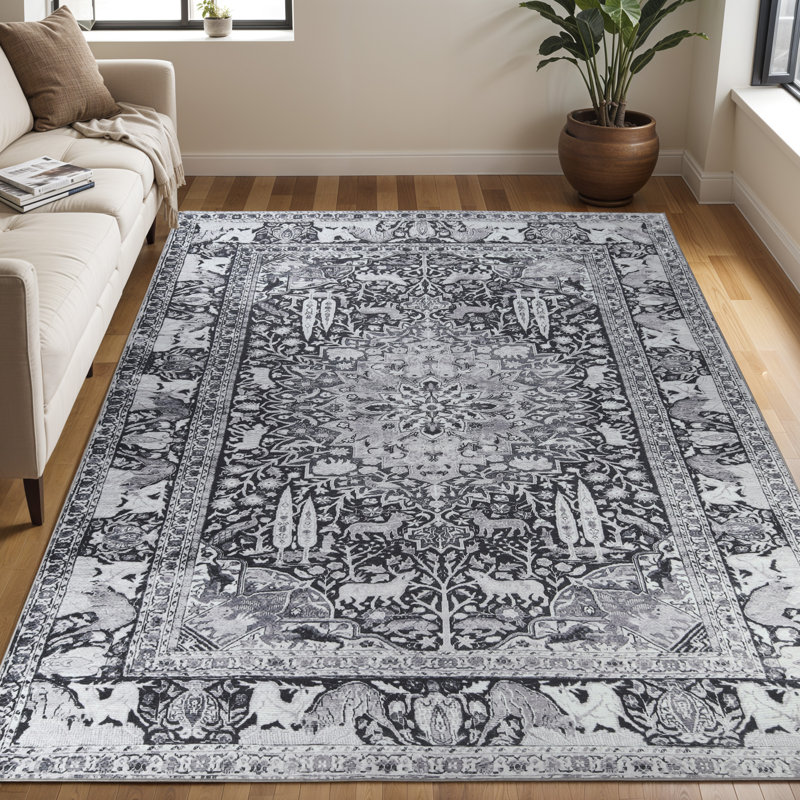 Dragomira Washable Oriental Indoor Rug, Rectangle 7'6" x 9'6"