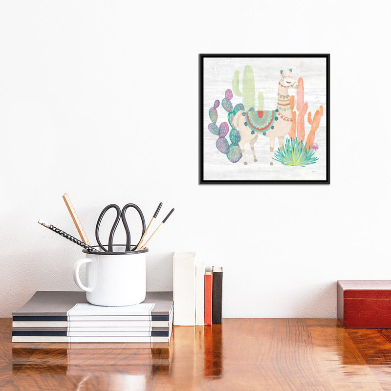 «Lovely Llamas II», reproduction sur toile, H 26 po x l 26 po x P 1,5 po, Toile avec cadre noir, Pas de tapis
