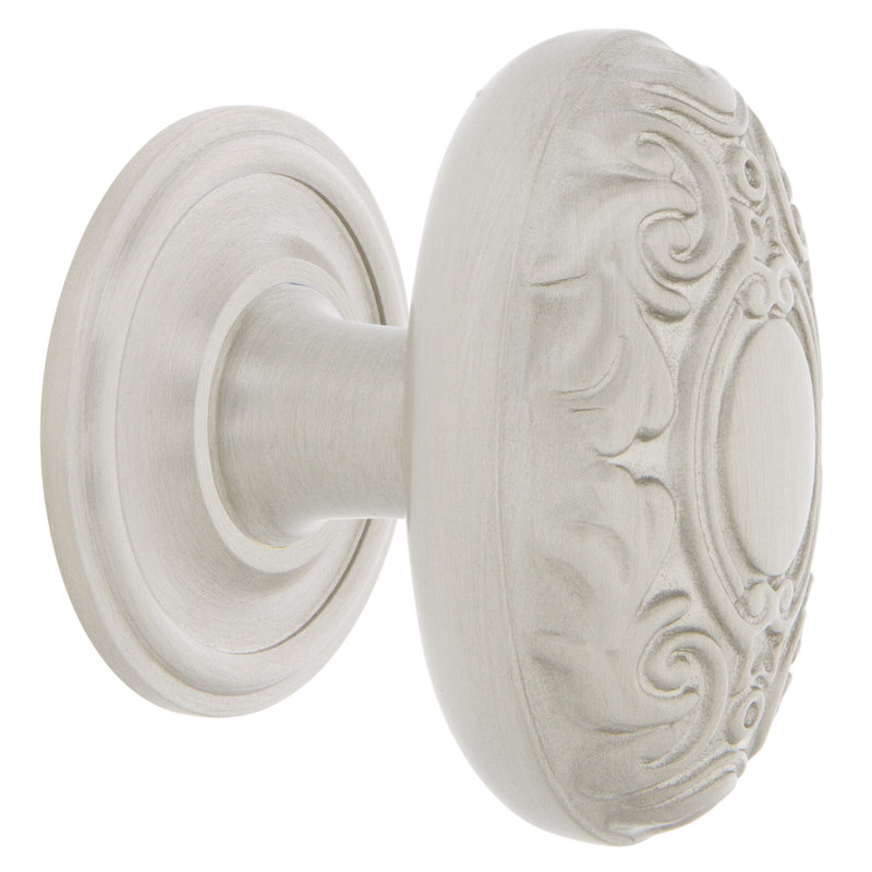 Victorian 1 3/4" Length Oval Knob, Satin Nickel