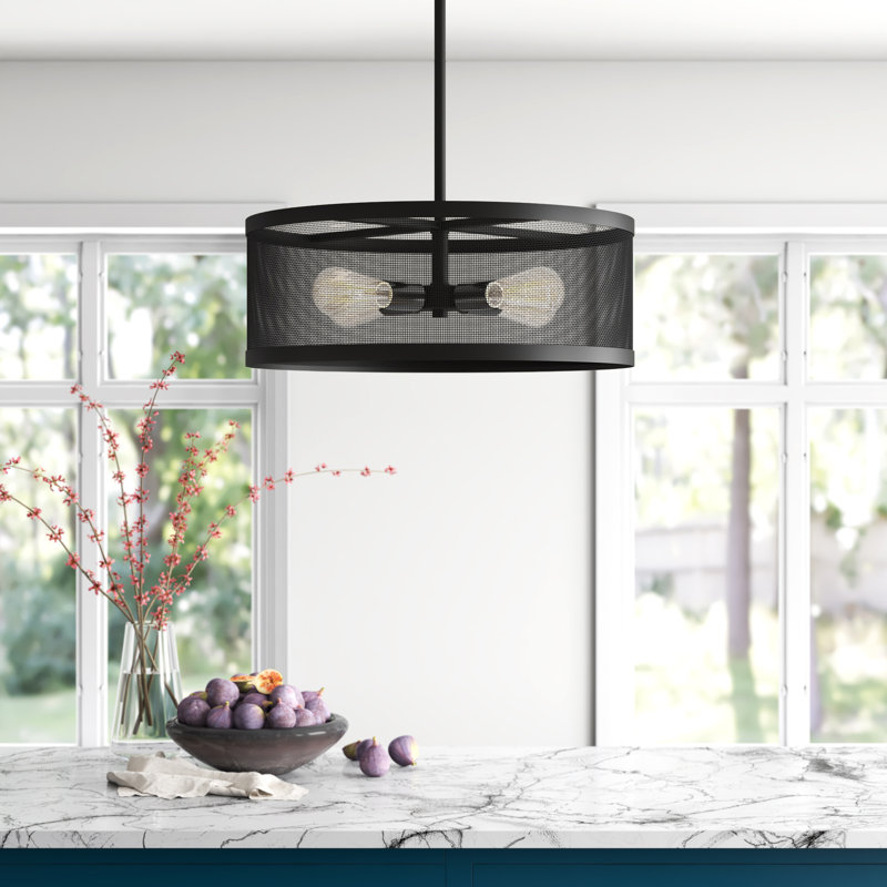 Emilia 4 - Light Dimmable Drum Chandelier, Black