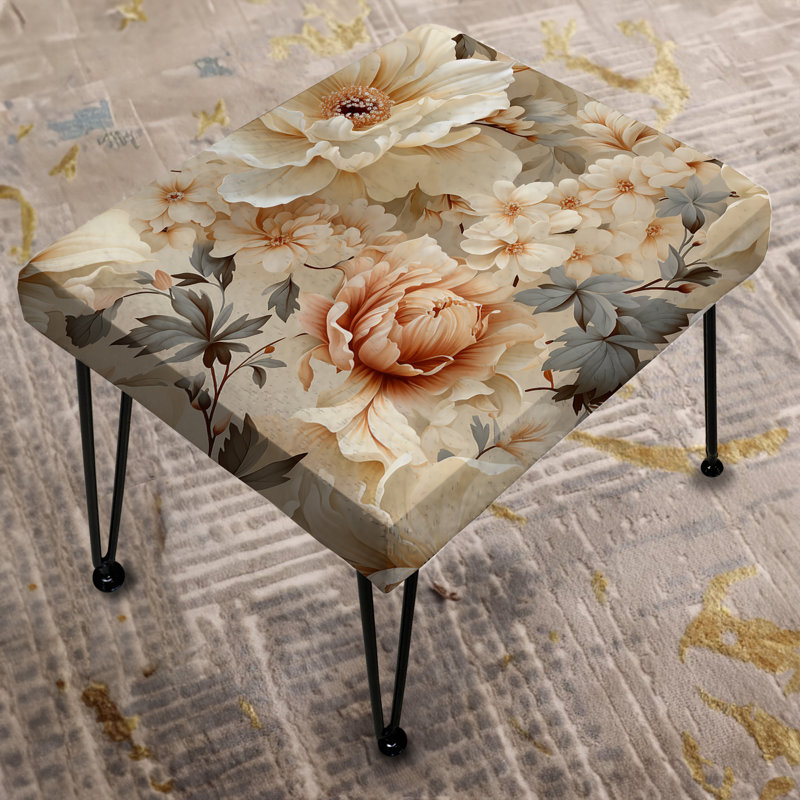 Ethereal Rococo Flourish Victorian Pattern - Floral Rectangle Ottoman